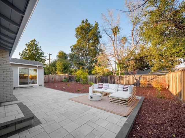 view of patio / terrace featuring an outdoor living space