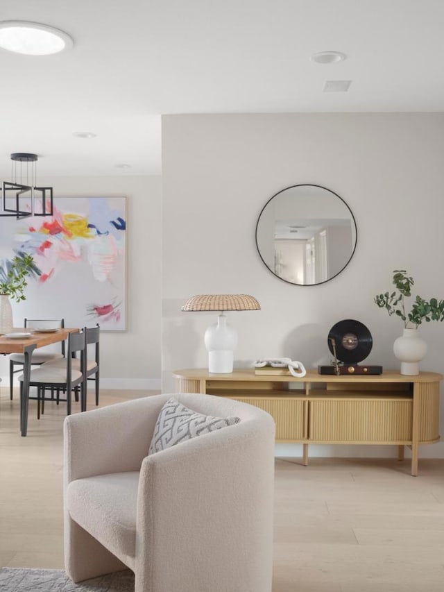 interior space with light hardwood / wood-style floors