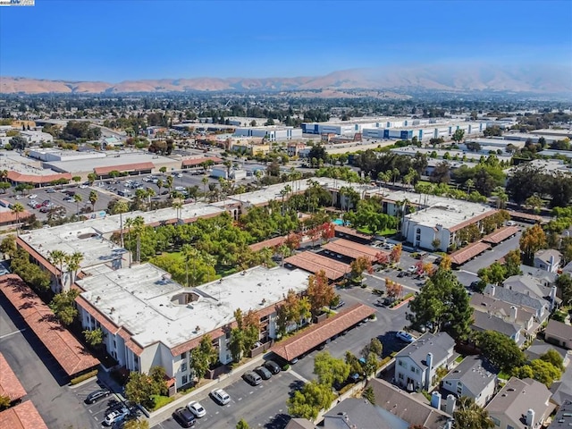 birds eye view of property featuring a mountain view