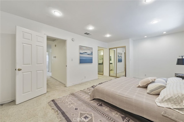 509 N Sierra Vista St Unit B, Monterey Park, CA 91755 - bedroom featuring light carpet, recessed lighting, a closet, and baseboards
