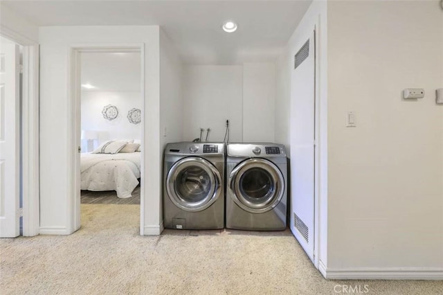 509 N Sierra Vista St Unit B, Monterey Park, CA 91755 - washroom with separate washer and dryer, carpet, baseboards, and recessed lighting