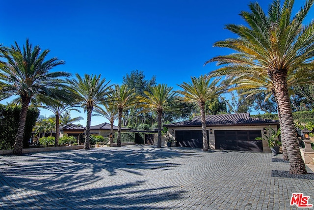 exterior space with a garage