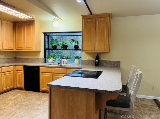 kitchen featuring sink and black appliances