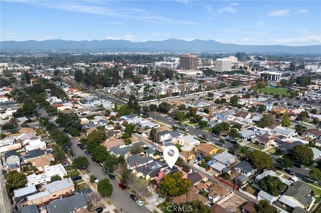 drone / aerial view with a mountain view