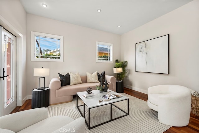 living room featuring light hardwood / wood-style floors