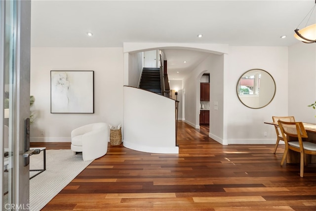 interior space featuring dark hardwood / wood-style flooring