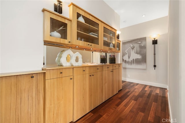 interior space with dark hardwood / wood-style floors