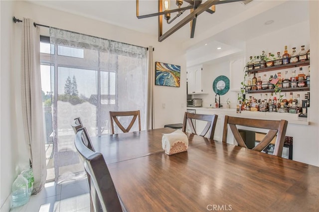 dining room with bar area