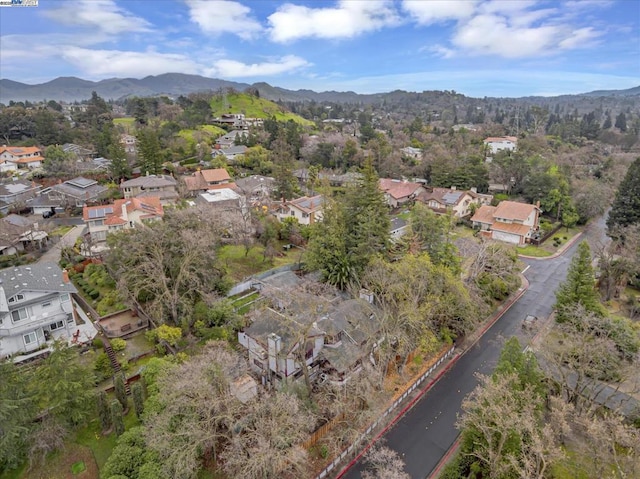 bird's eye view with a mountain view