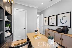 office space with crown molding