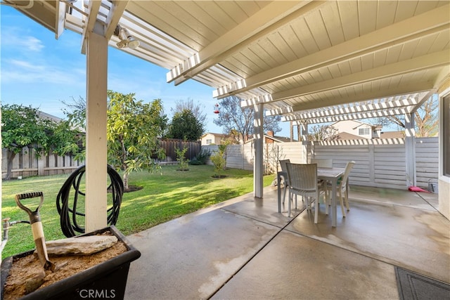 view of patio / terrace featuring a pergola