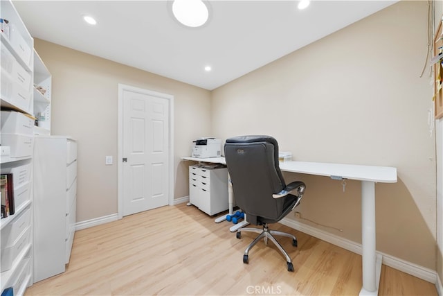 office space featuring light hardwood / wood-style flooring