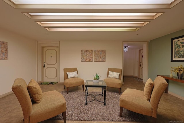 living room with light tile patterned floors