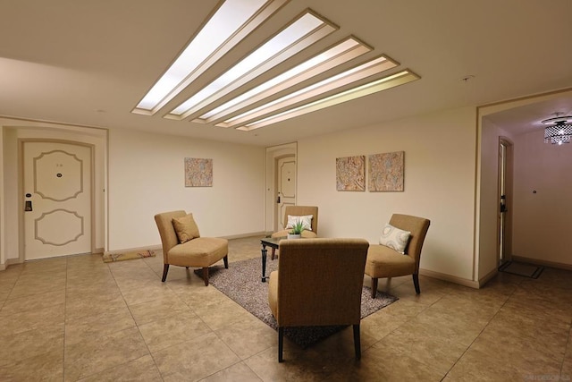 interior space featuring light tile patterned floors