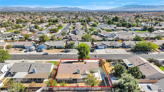 bird's eye view with a mountain view