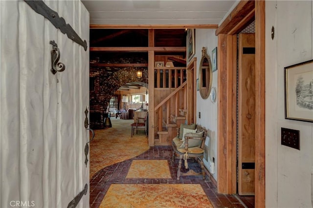 interior space featuring lofted ceiling