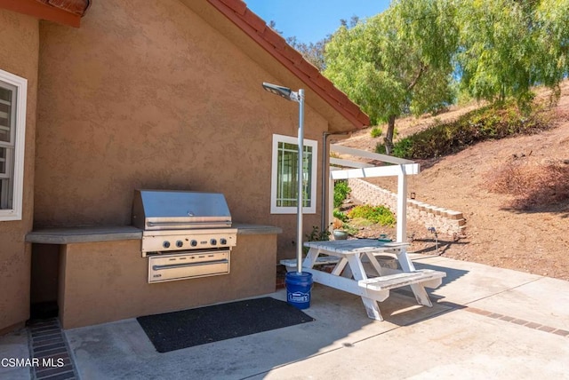 view of patio / terrace with area for grilling and a grill