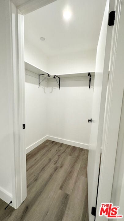 walk in closet featuring hardwood / wood-style floors