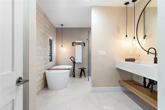 bathroom with a washtub