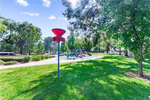 view of playground featuring a yard