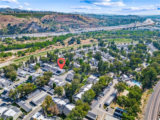 aerial view featuring a mountain view