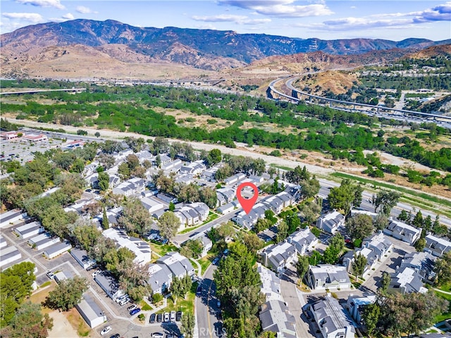 drone / aerial view with a mountain view