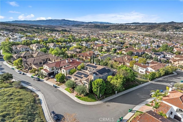 drone / aerial view featuring a mountain view