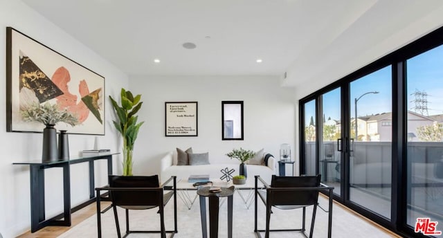 interior space with light hardwood / wood-style flooring