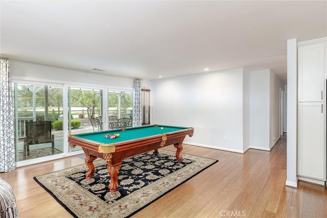 playroom featuring hardwood / wood-style floors and billiards