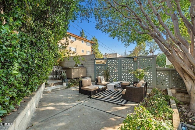 view of patio with an outdoor hangout area