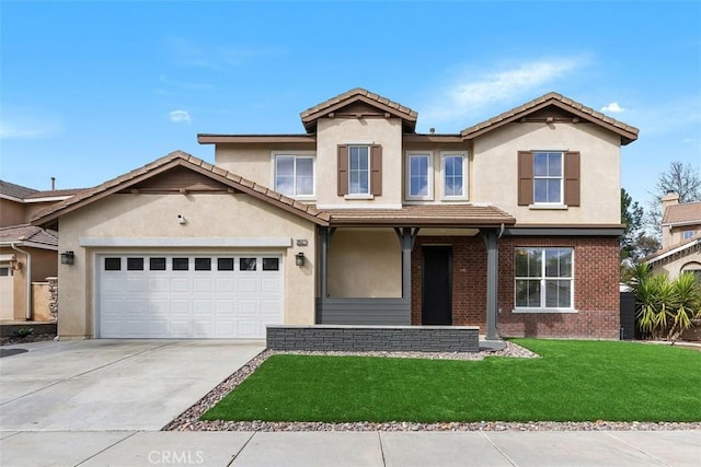 view of front of property with a front lawn