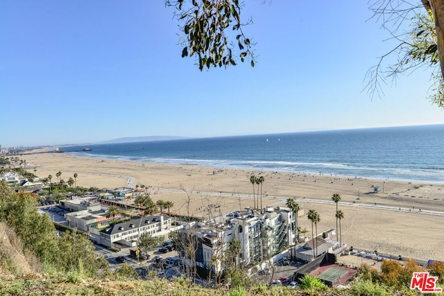 property view of water with a beach view