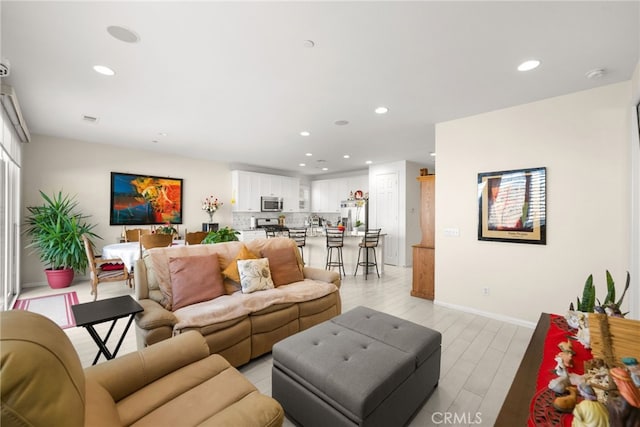 living room featuring light wood-type flooring