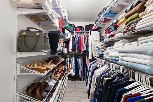 walk in closet featuring light wood-type flooring