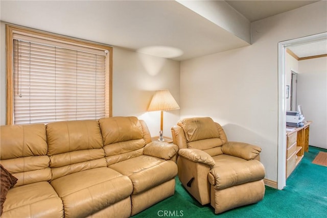 living room featuring carpet flooring