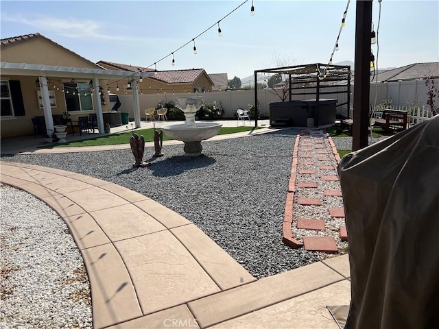 view of yard featuring a pergola and a patio area