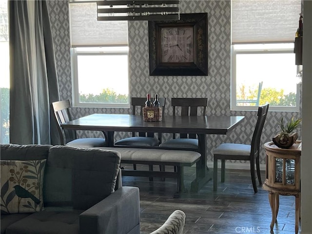 dining area featuring dark hardwood / wood-style floors