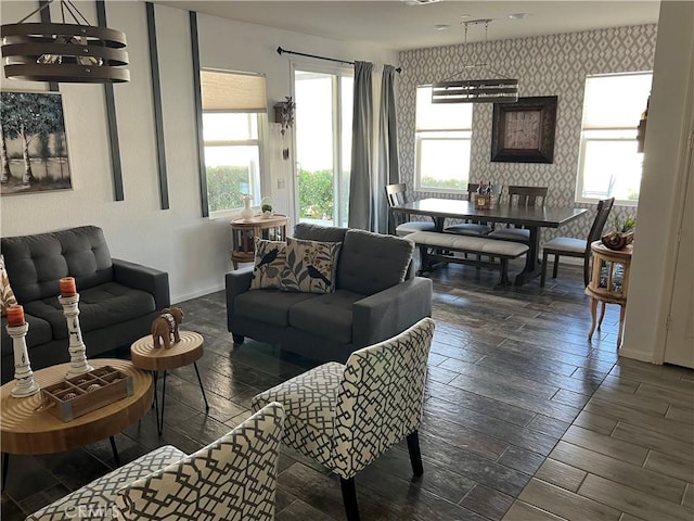 living room featuring dark hardwood / wood-style floors