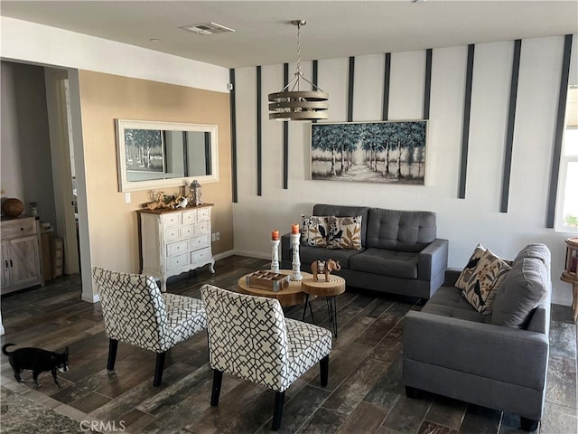 living room featuring dark hardwood / wood-style floors