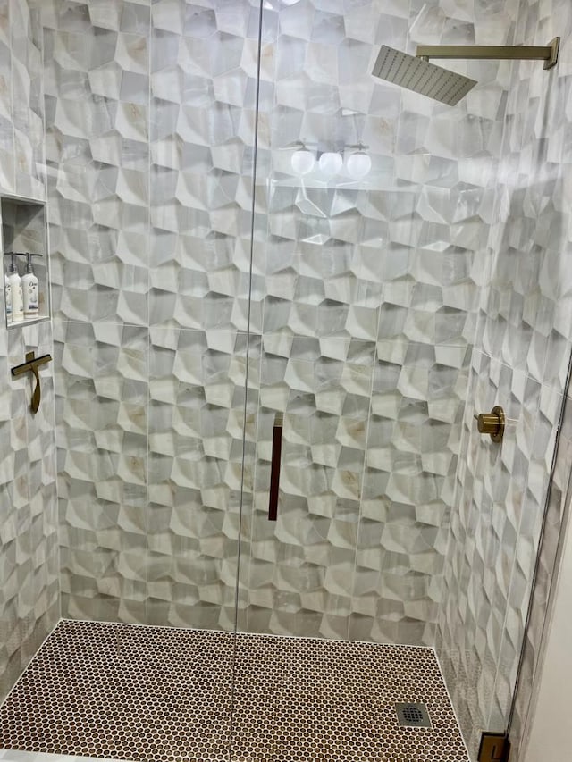 details featuring a shower with shower door