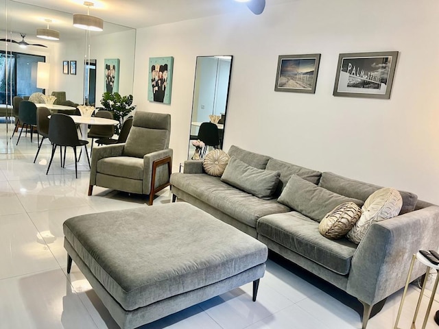 view of tiled living room