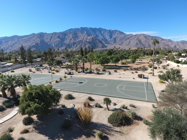 view of sport court featuring a mountain view