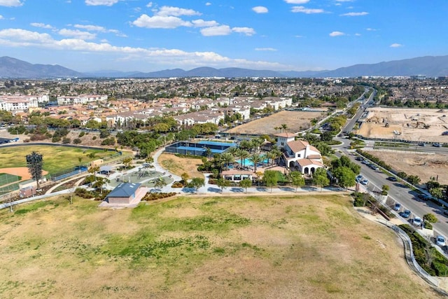 drone / aerial view with a mountain view