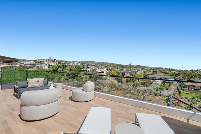 view of patio / terrace featuring an outdoor living space and a balcony