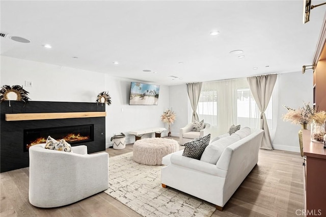 living room with hardwood / wood-style flooring