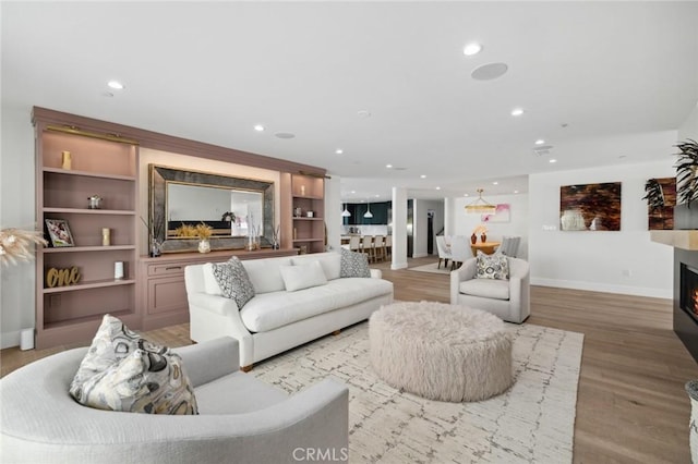 living room featuring light hardwood / wood-style flooring