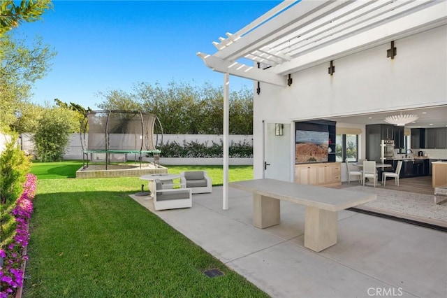 view of patio featuring a trampoline