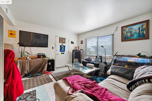 living room with light tile patterned floors