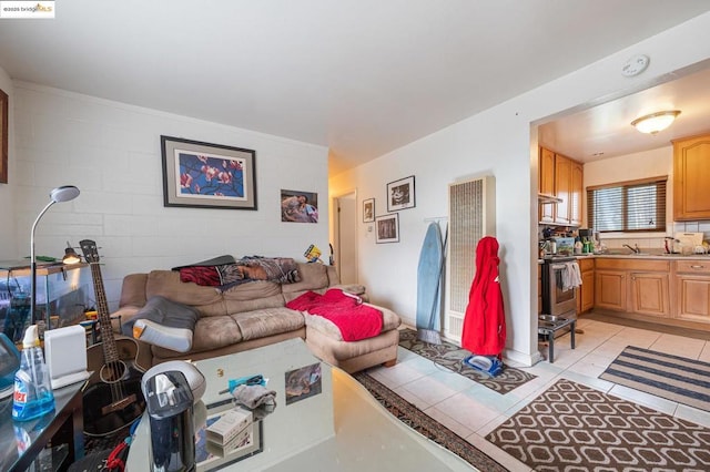 view of tiled living room