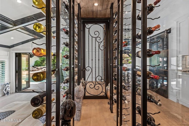 wine area featuring wood-type flooring